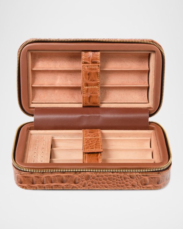 Dean Croco Leather Cigar Travel Humidor Case